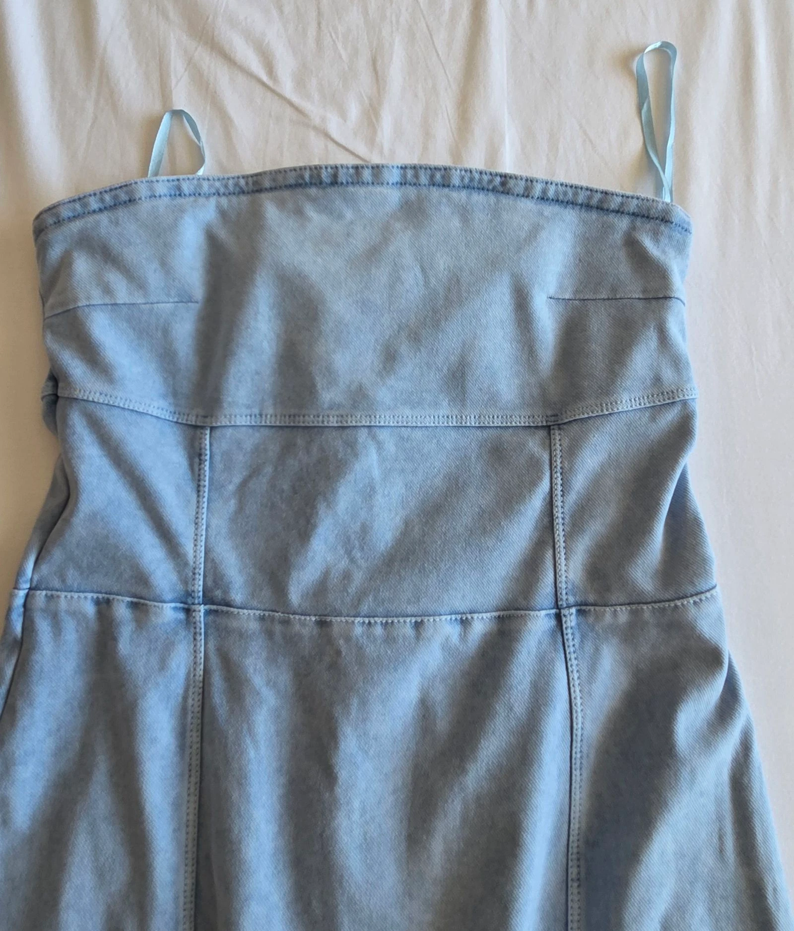 Vestido bustier de mezclilla azul M 38 40 Mosquitos vestido corto con cremallera en la espalda – photo 5